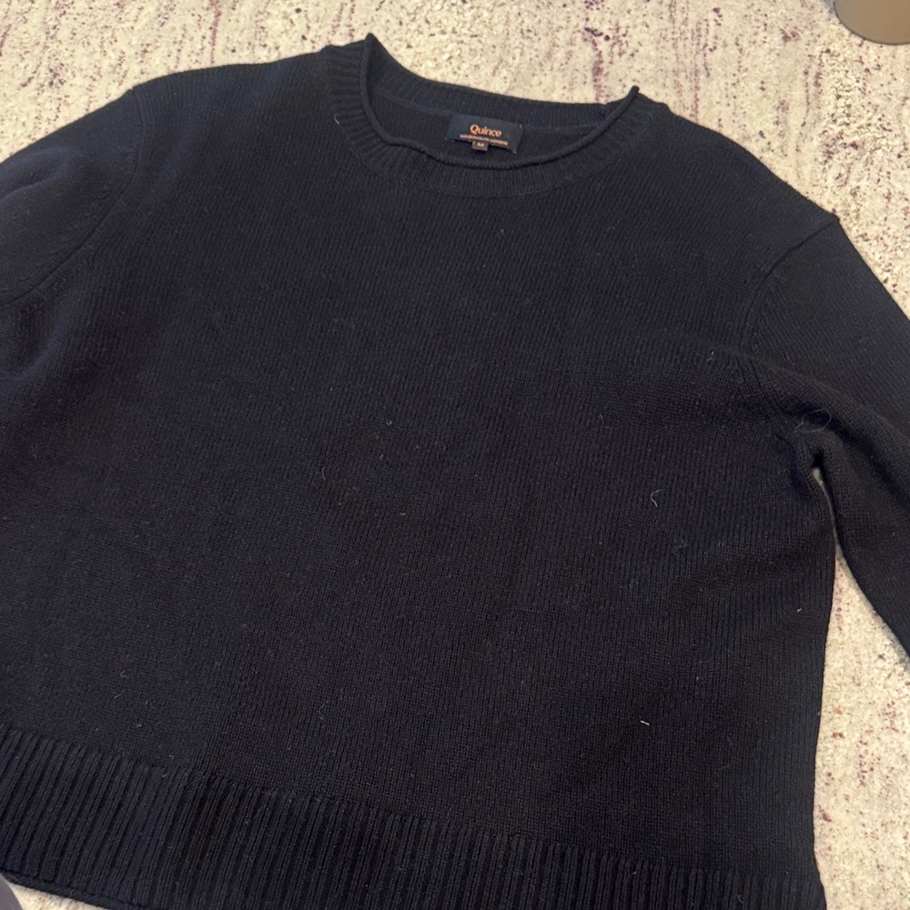 Quince Women's Black Crew Neck Sweater - Picture 5 of 5
